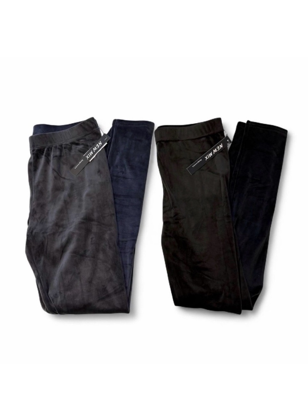 New Mix Velour Leggings Lot of 2 Women’s Large Grey Black Cozy Soft Comfy Relax